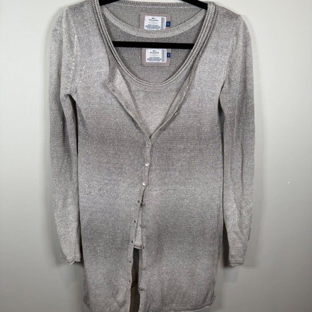 Escales Paris Linen Knit Camisole and Cardigan (twin set) Size Small
